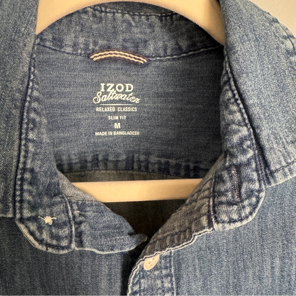 Izod Indigo Denim Button Down - Picture 3 of 6